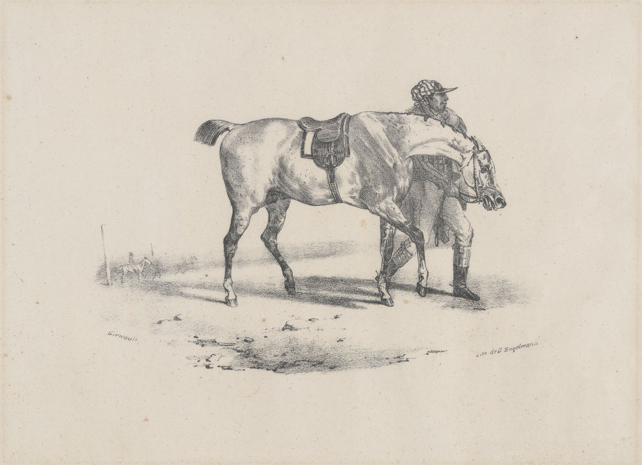 En hest, der bliver gået med inden løbet (A Horse Being Walked Before the Race) af Theodore Gericault