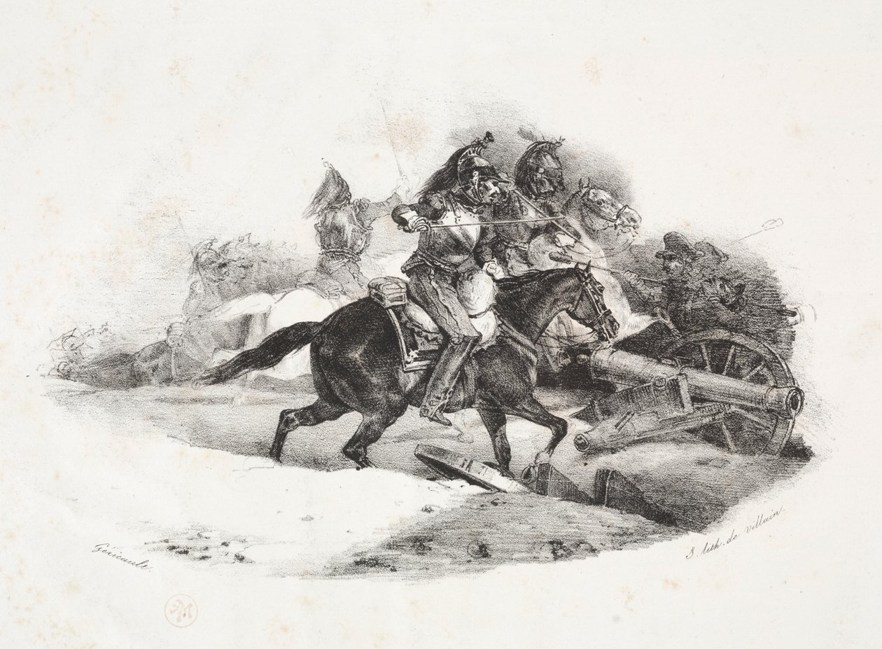 Cuirassiers oplader et artilleribatteri af Theodore Gericault