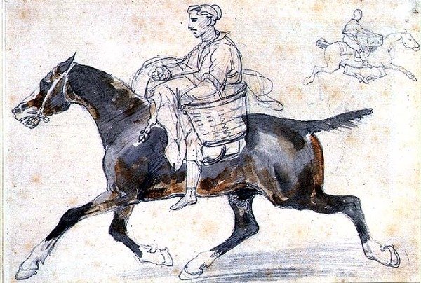 Engelsk slagter til hest (blyant og akvarel) af Theodore Gericault