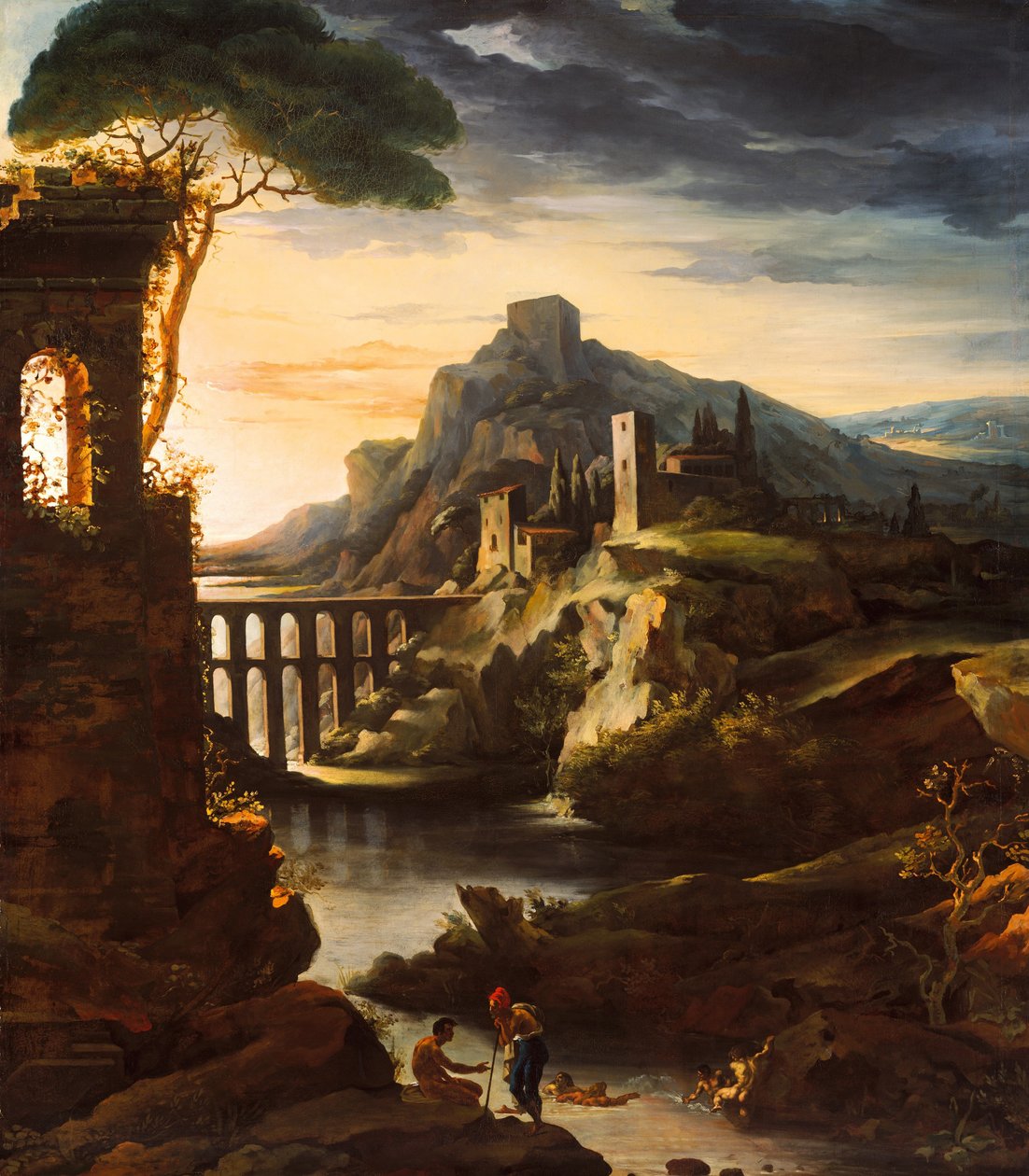 Aften: Landskab med en akvædukt af Theodore Gericault