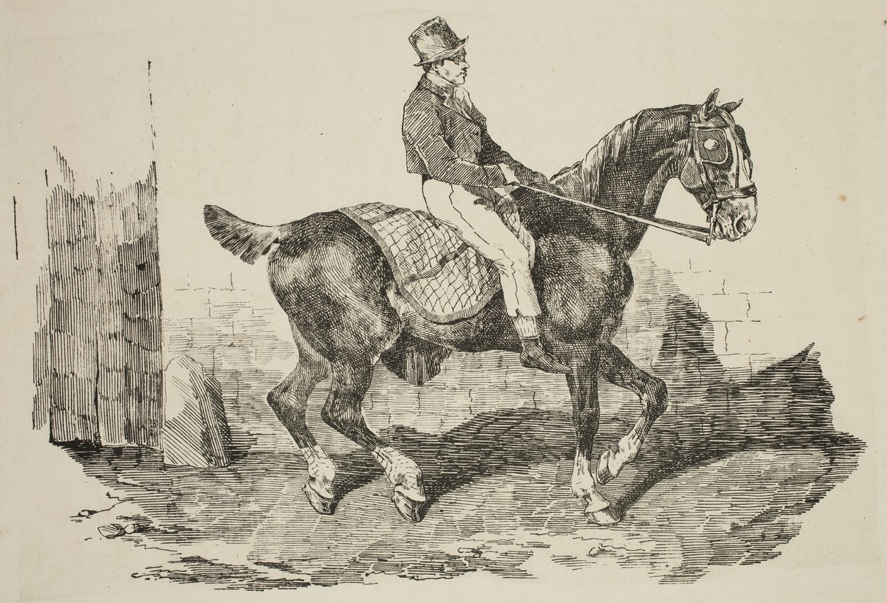Géricault - Vognhest redet af en palfrenier, 1820 af Theodore Gericault