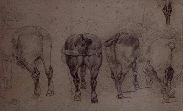 Udspændte heste (blyant) af Theodore Gericault