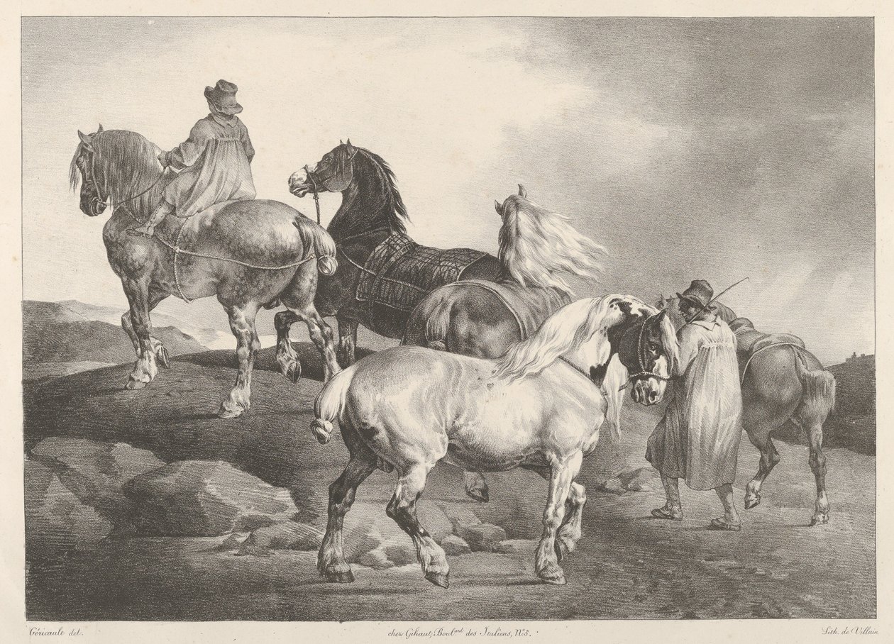 Heste på vej til en markedsdag af Theodore Gericault