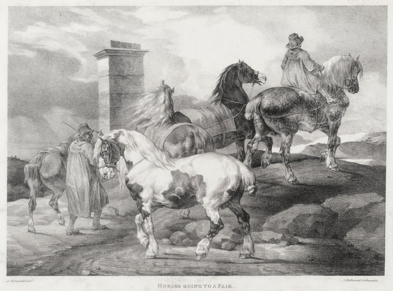 Heste på vej til en markedsdag af Theodore Gericault