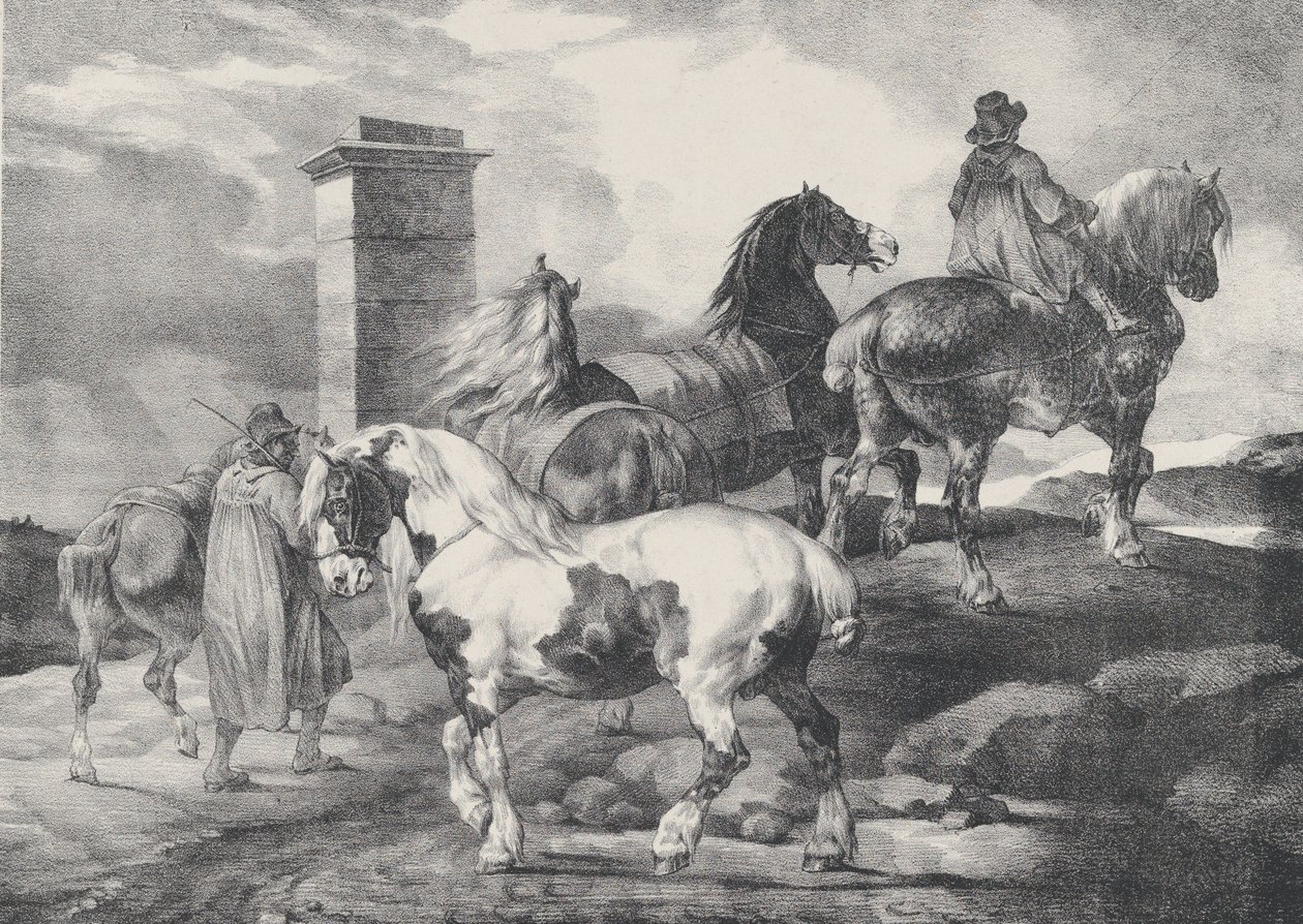 Heste på vej til messe, 1821 af Theodore Gericault