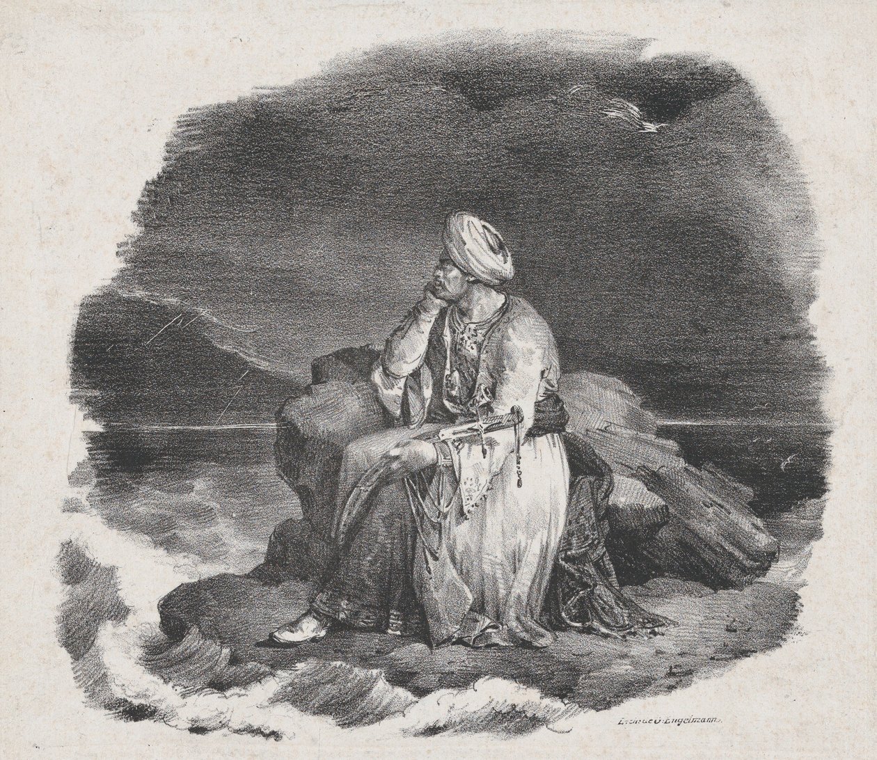 Jeg drømmer om hende i de brusende bølger, 1818. af Theodore Gericault