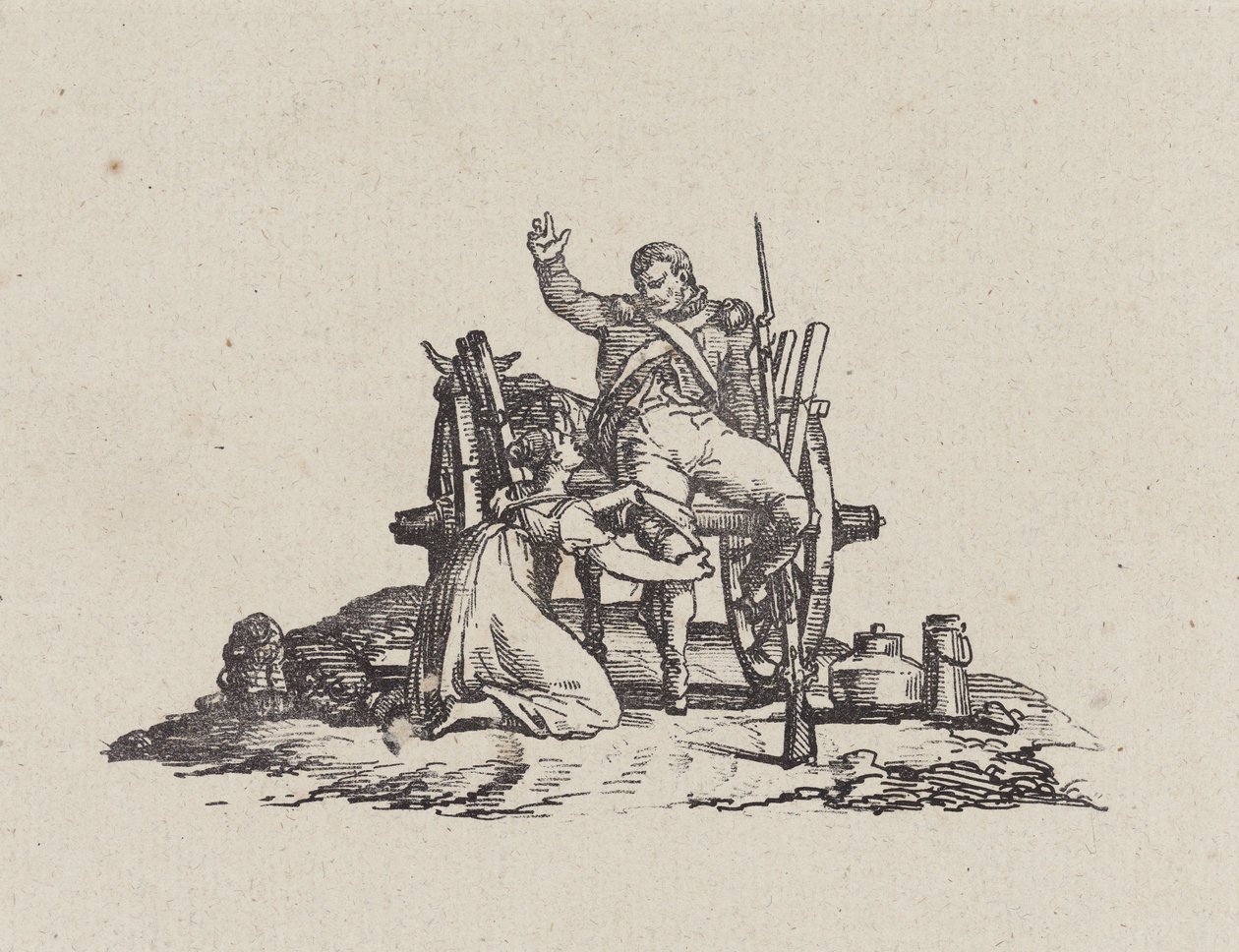 Mælkepigen og veteranen (The Milkmaid and the Veteran) af Theodore Gericault