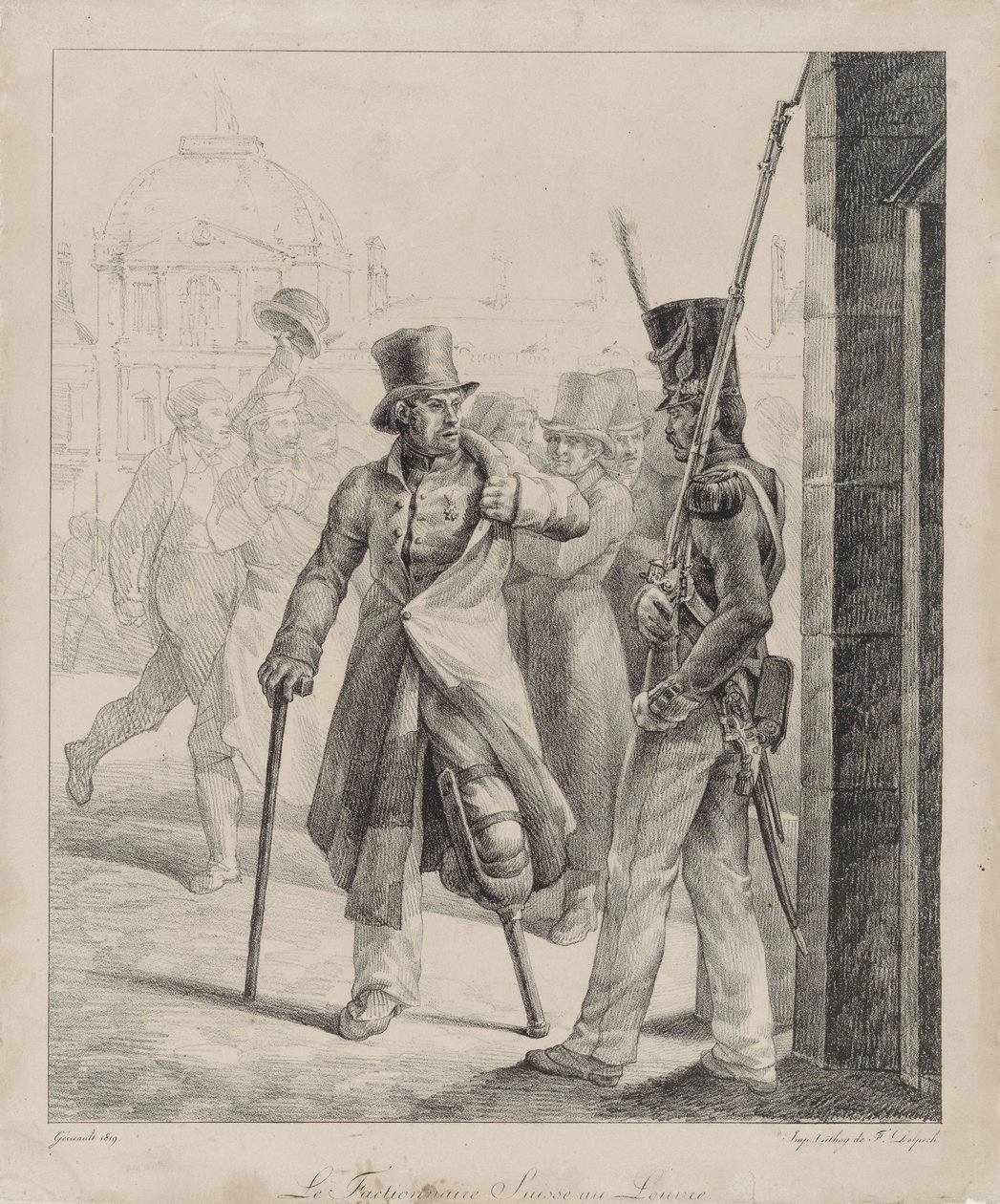 Den schweiziske vagt ved Louvre (The Swiss Royal Guard Sentry at the Louvre) af Theodore Gericault