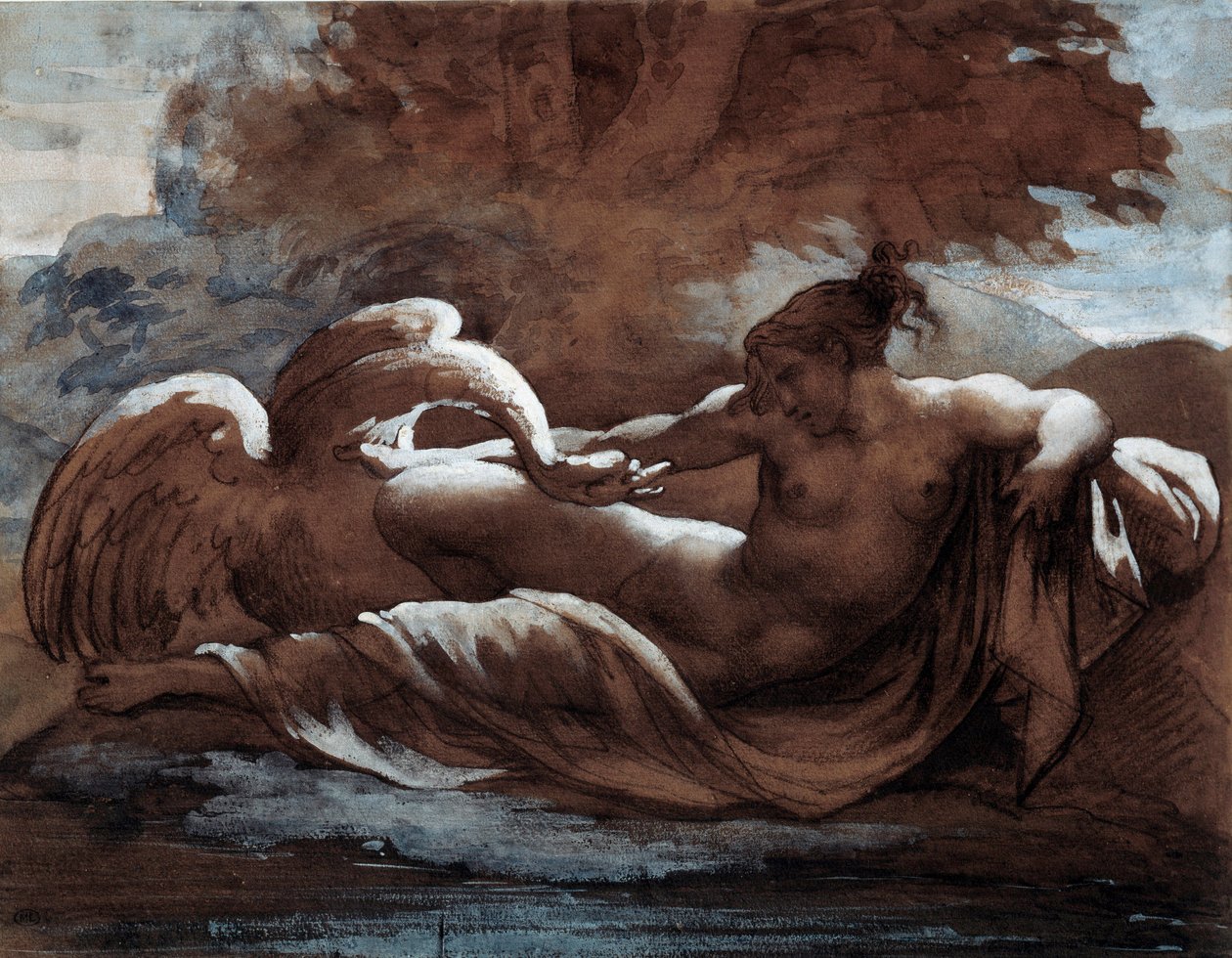 Leda og svanen. Tegning af Theodore Gericault (1791-1824) af Theodore Gericault