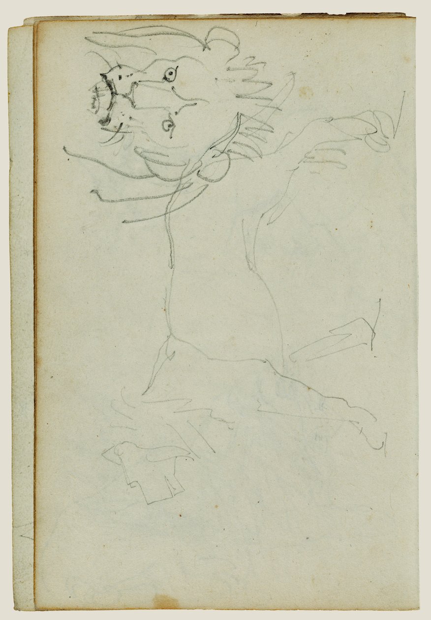 En gående løve, et løveansigt af Theodore Gericault