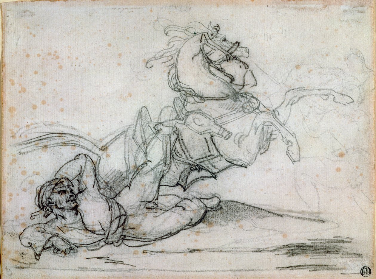 Mameluke falder ned under sin hest af Theodore Gericault