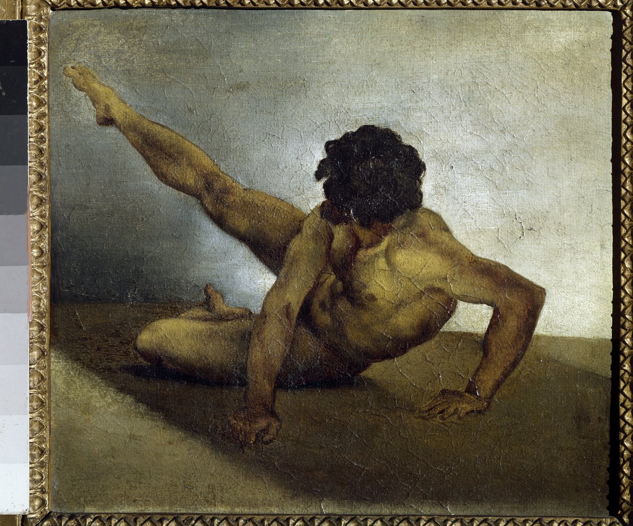 Nøgen mand spinder på jorden - olie på lærred af Theodore Gericault