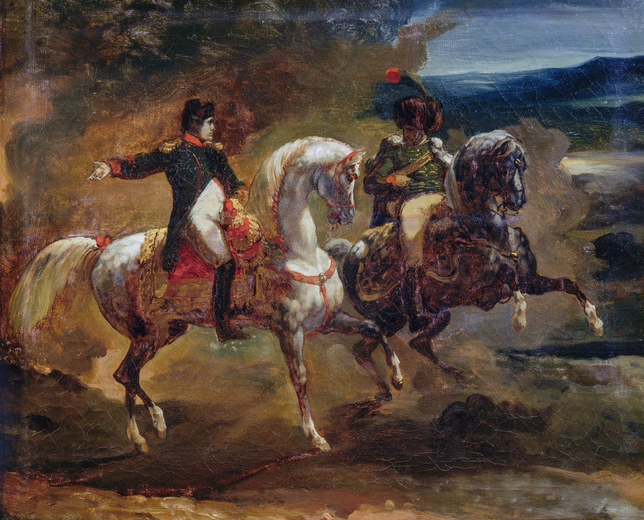 Napoleon Bonaparte giver ordre til overordnet officer, maleri tilskrevet Theodore Gericault, Napoleonskrigene af Theodore Gericault