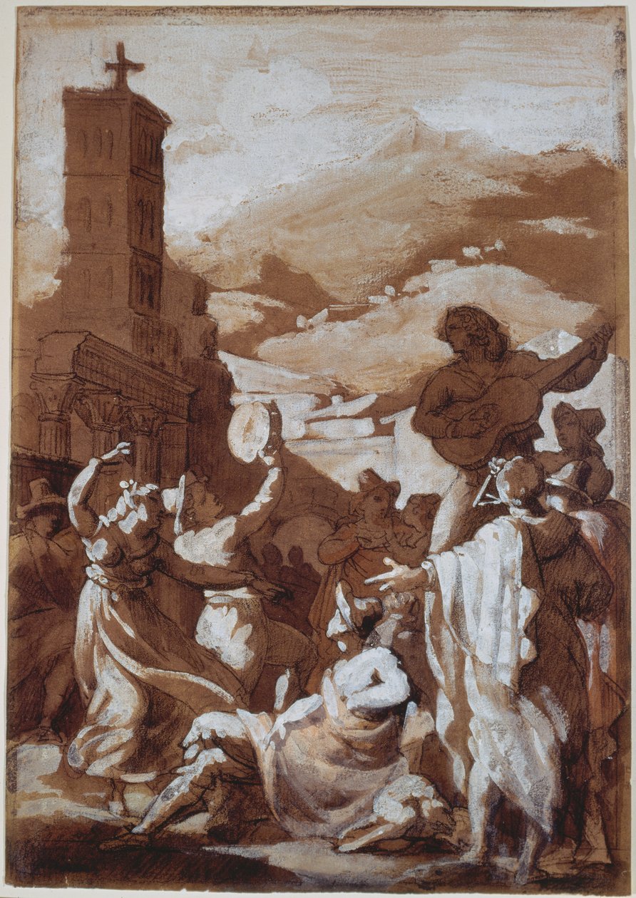 Napolitansk dans: Tarantella af Theodore Gericault