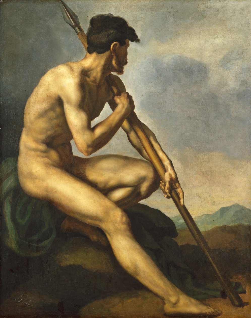 Nøgen kriger med et spyd af Theodore Gericault