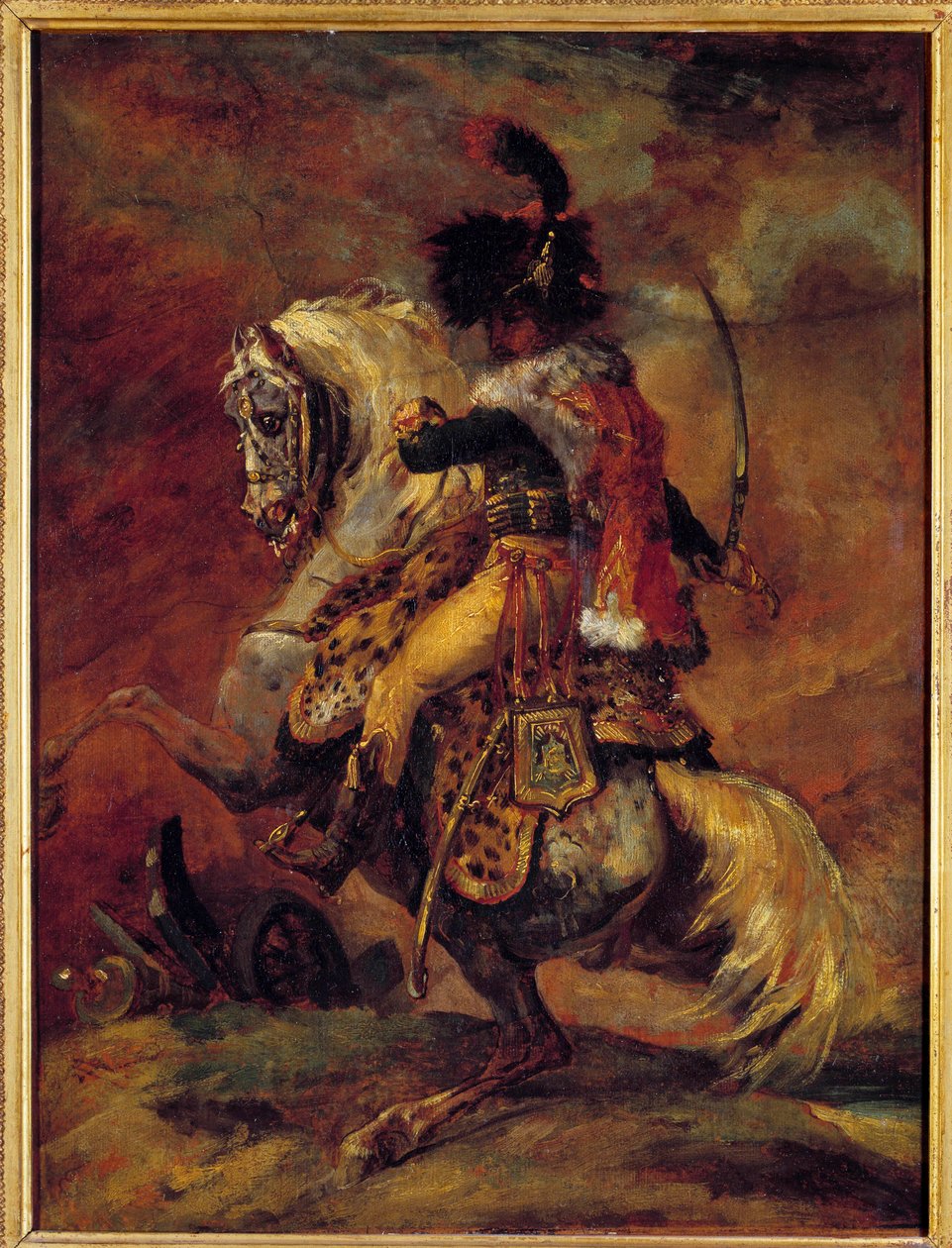 Officer of Hunters on Horseback of the Imperial Guard Charge Maleri af Theodore Gericault (1791-1824) 1800-tallet søn. 0,52x0,4 m Paris, Musée du Louvre af Theodore Gericault