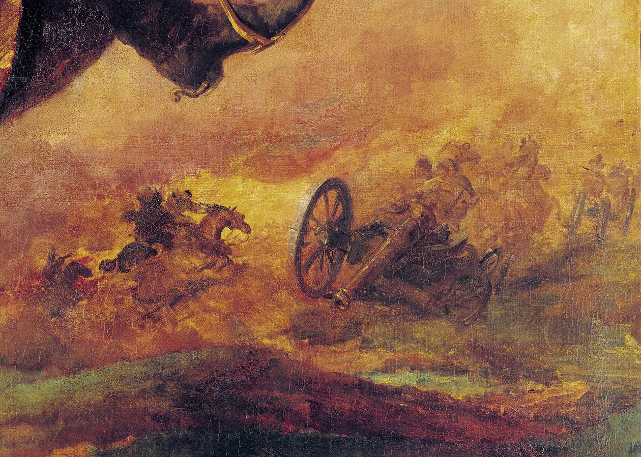 Officer fra husarerne, detalje af en kanon til højre, 1814 (detalje af 26088) af Theodore Gericault