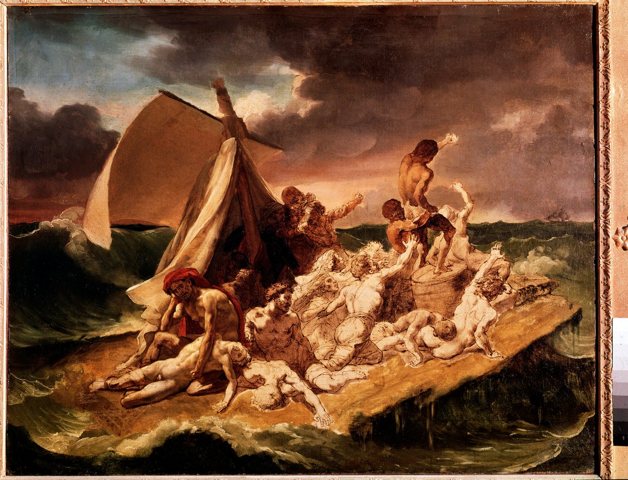 Forberedelsesstudie til Meduse-flåden (olie på lærred af Theodore Gericault
