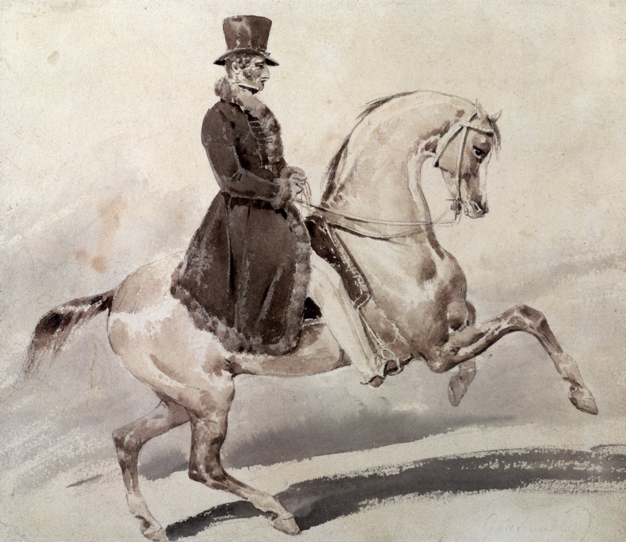 Rytter i frakke kantet med pels af Theodore Gericault