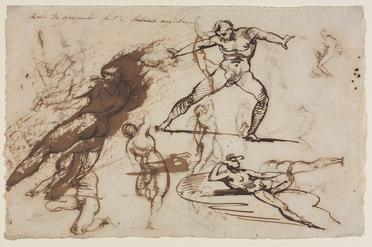 Ark med skitser (recto) Ark med skitser (verso) af Theodore Gericault