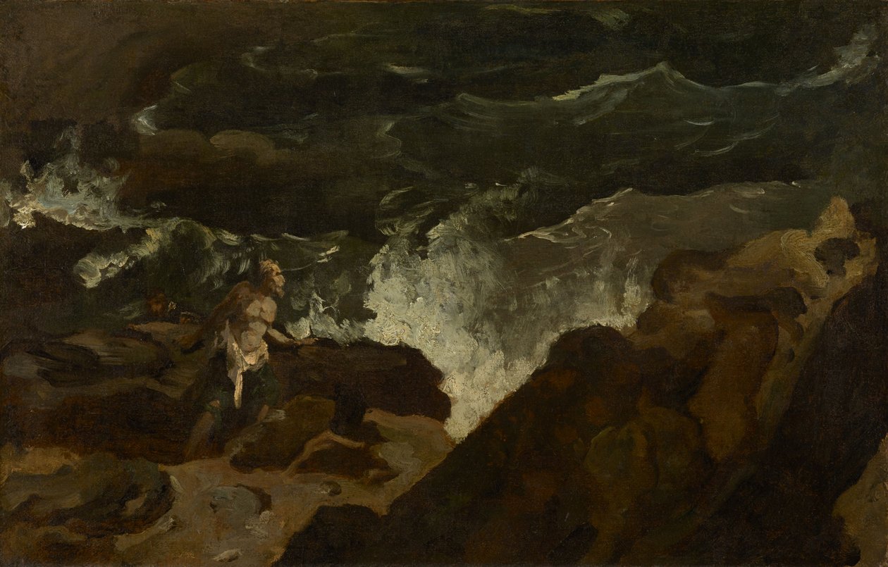 Strandet på en strand (Stormen) af Theodore Gericault