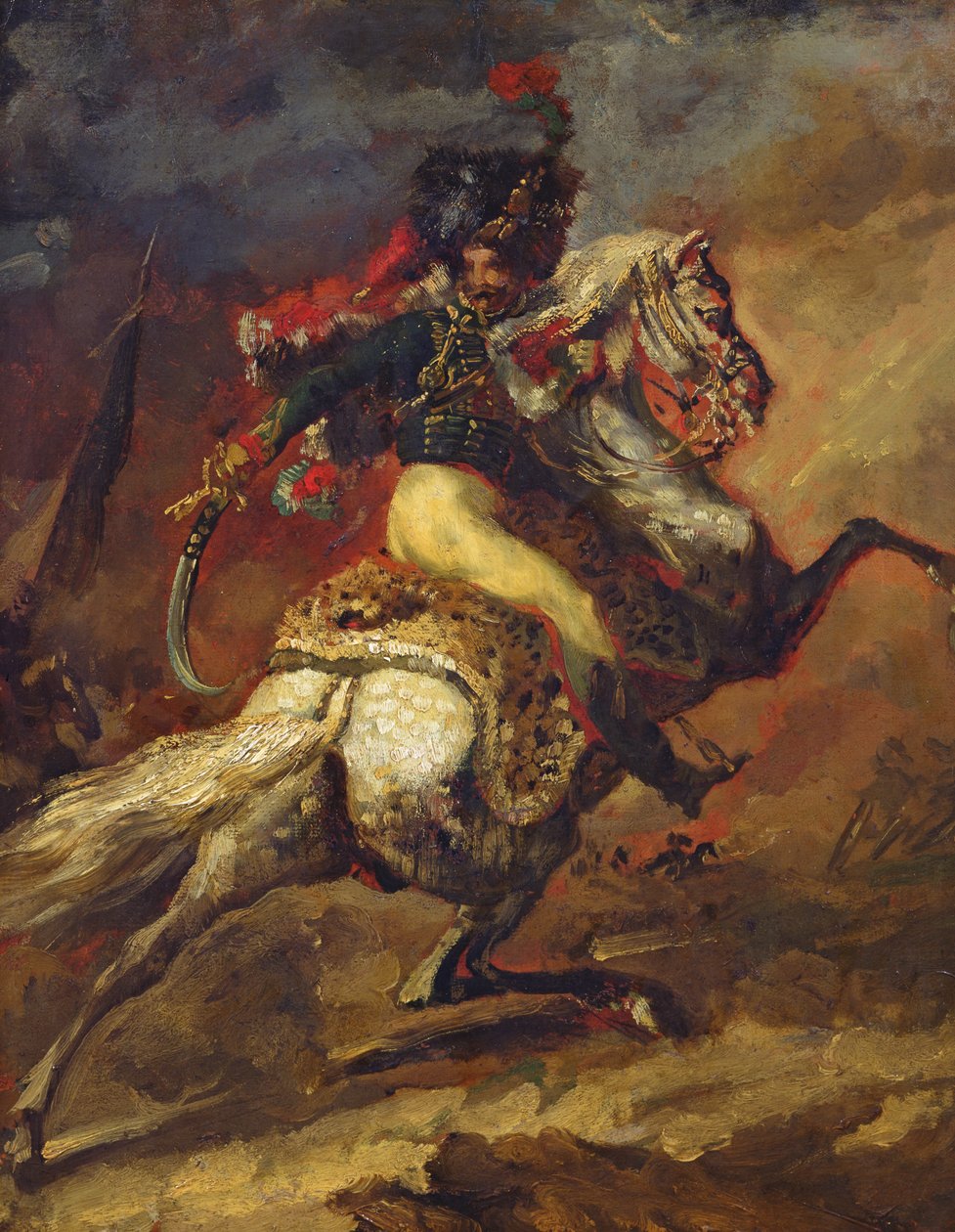 Skitse af en officer af husarerne, 1814 (se også 26088) af Theodore Gericault