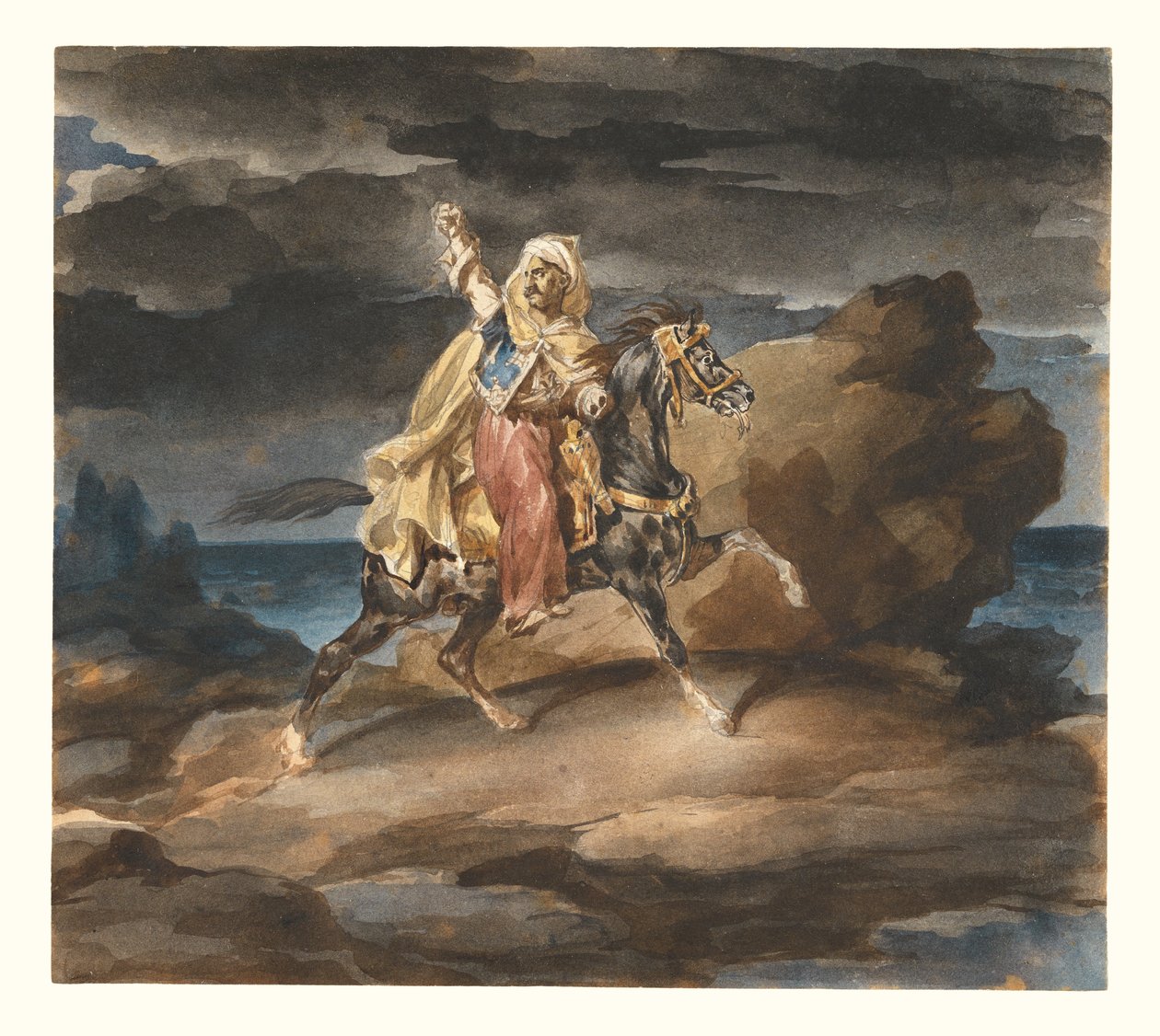 The Giaour (En tyrkisk fortælling) ca. 1822-1823 (akvarel over grafit) af Theodore Gericault