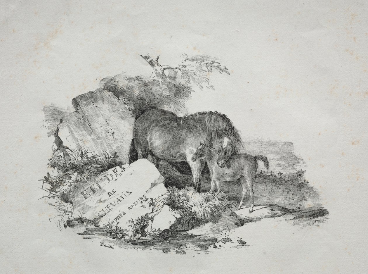 Hoppen og hendes føl af Theodore Gericault