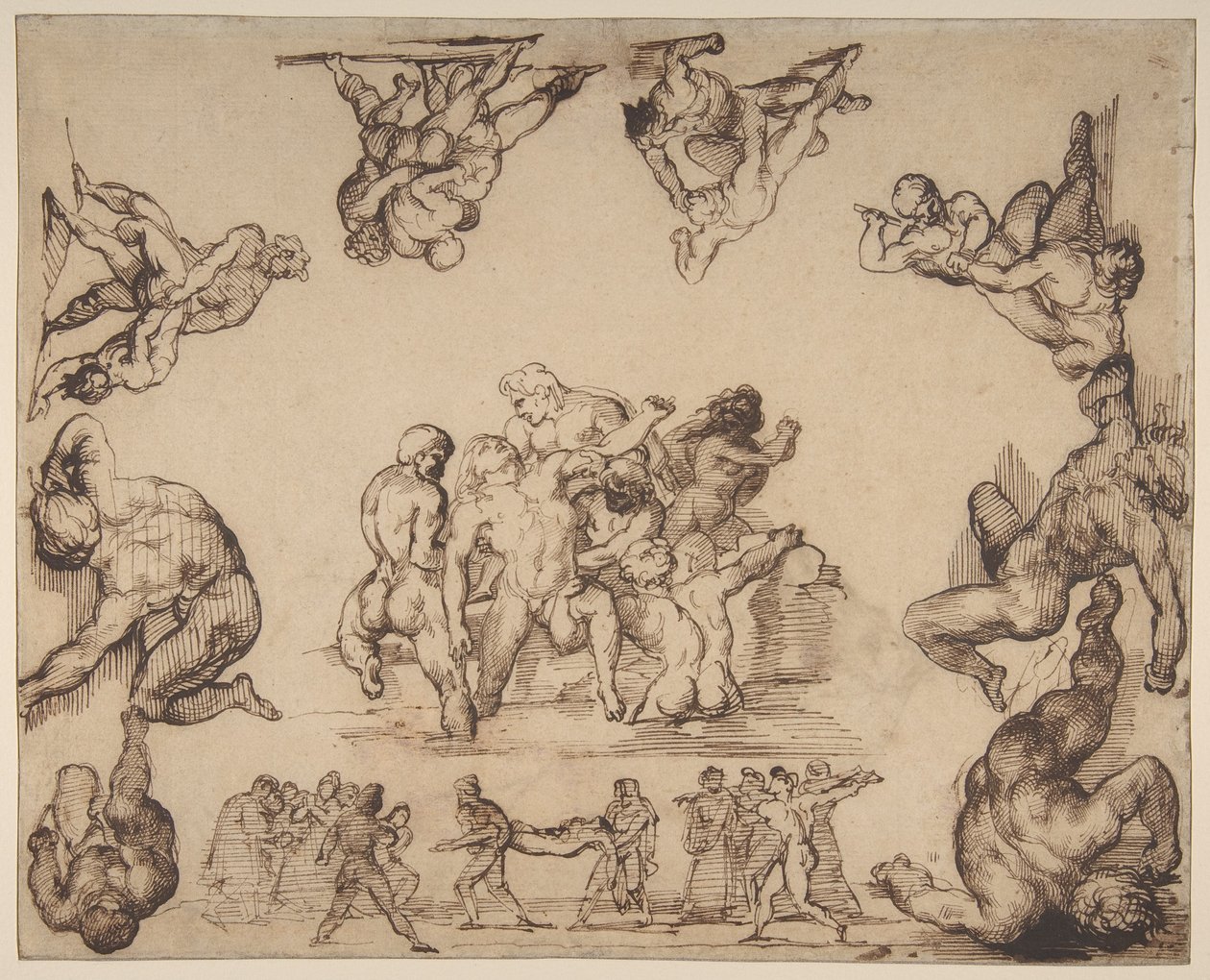 Redningen af en druknet mand (forsiden); Studie af en hest (bagsiden) af Theodore Gericault