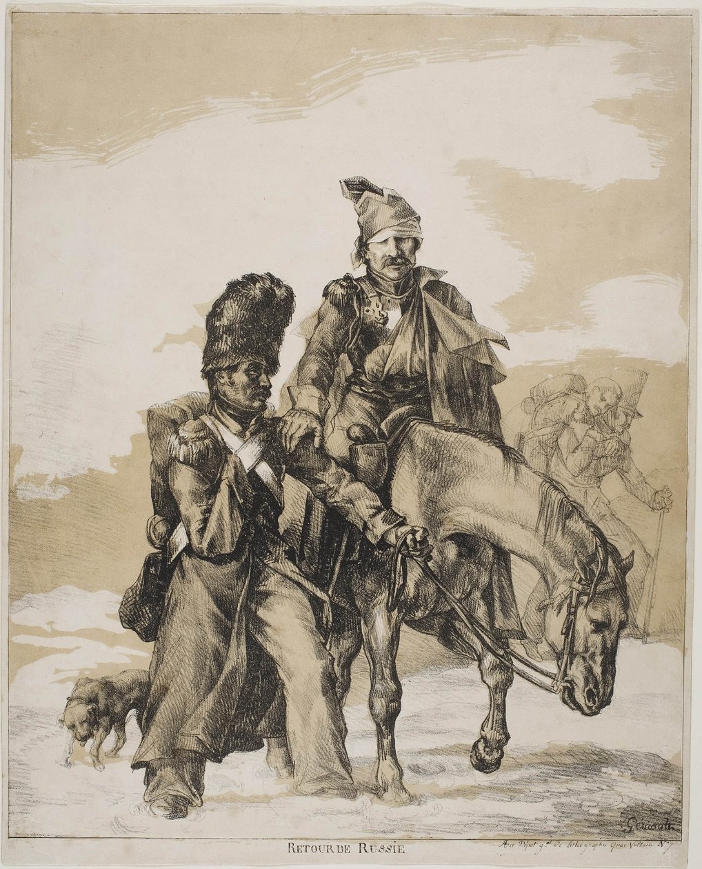 Tilbagetoget fra Rusland, ca 1818 af Theodore Gericault