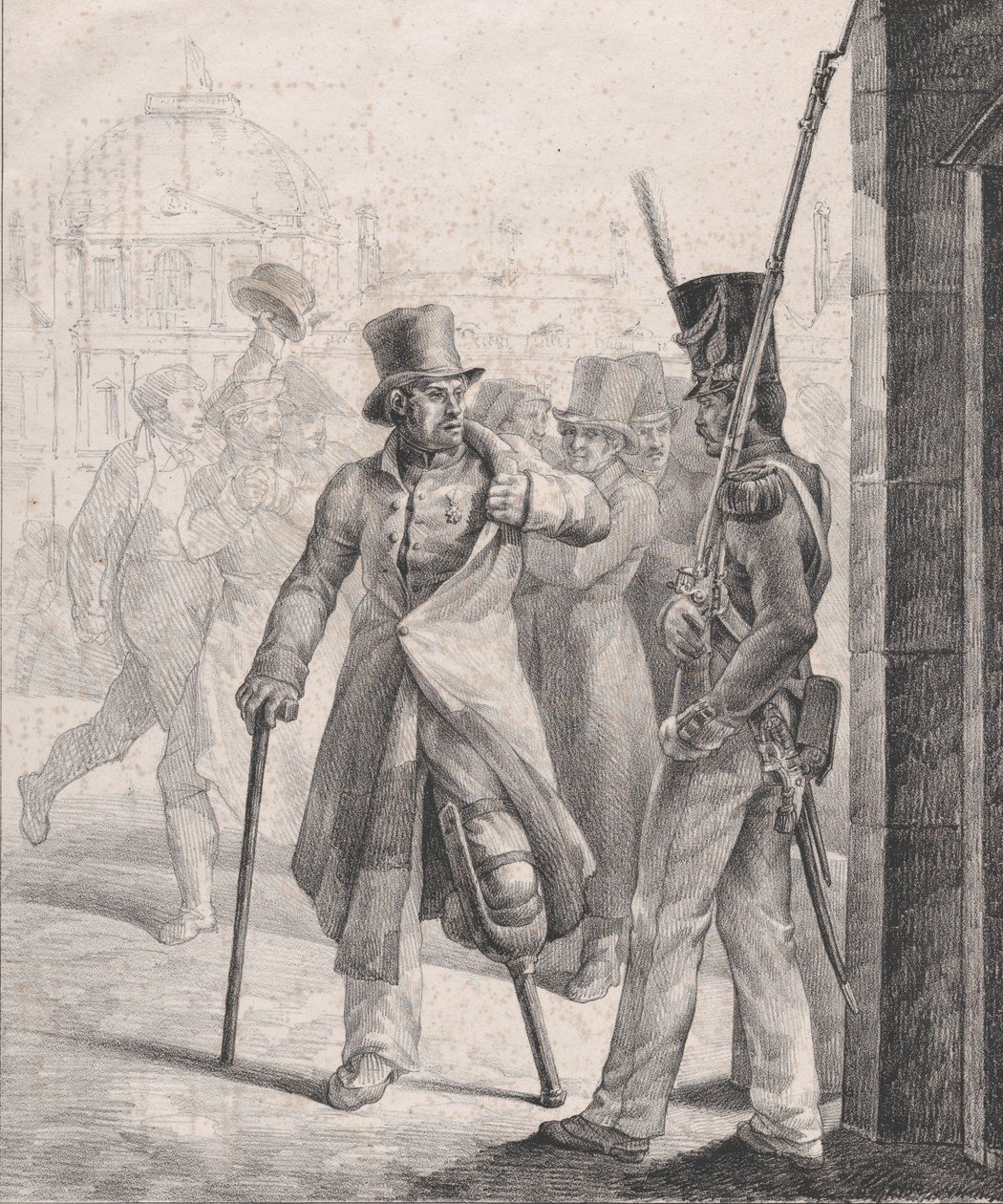 Den schweiziske vagtpost ved Louvre, 1819. af Theodore Gericault