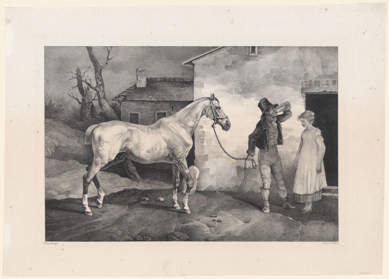 En gammel hest ved indgangen til en kro (An Old Horse at the Door of an Inn) af Theodore Gericault