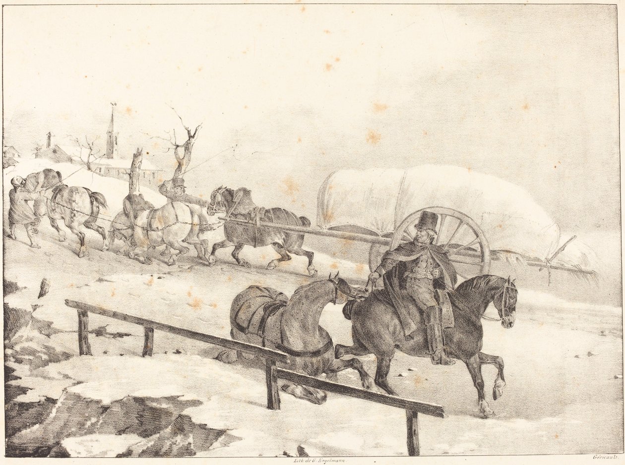 Vognmand, der klatrer på en bakke af Theodore Gericault