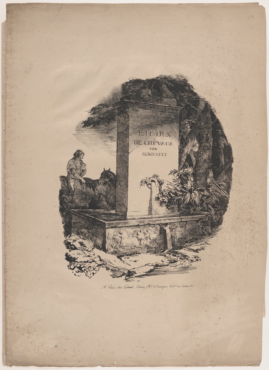 Vandtrug, titelsiden til »Studies of Horses« (Études de Chevaux) af Theodore Gericault