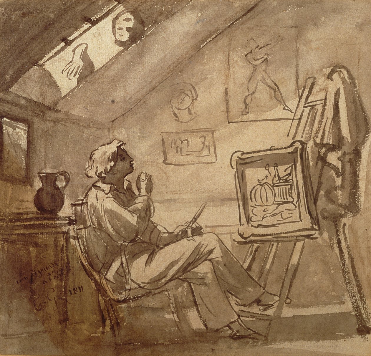 Ung maler i sit atelier af Theodore Gericault