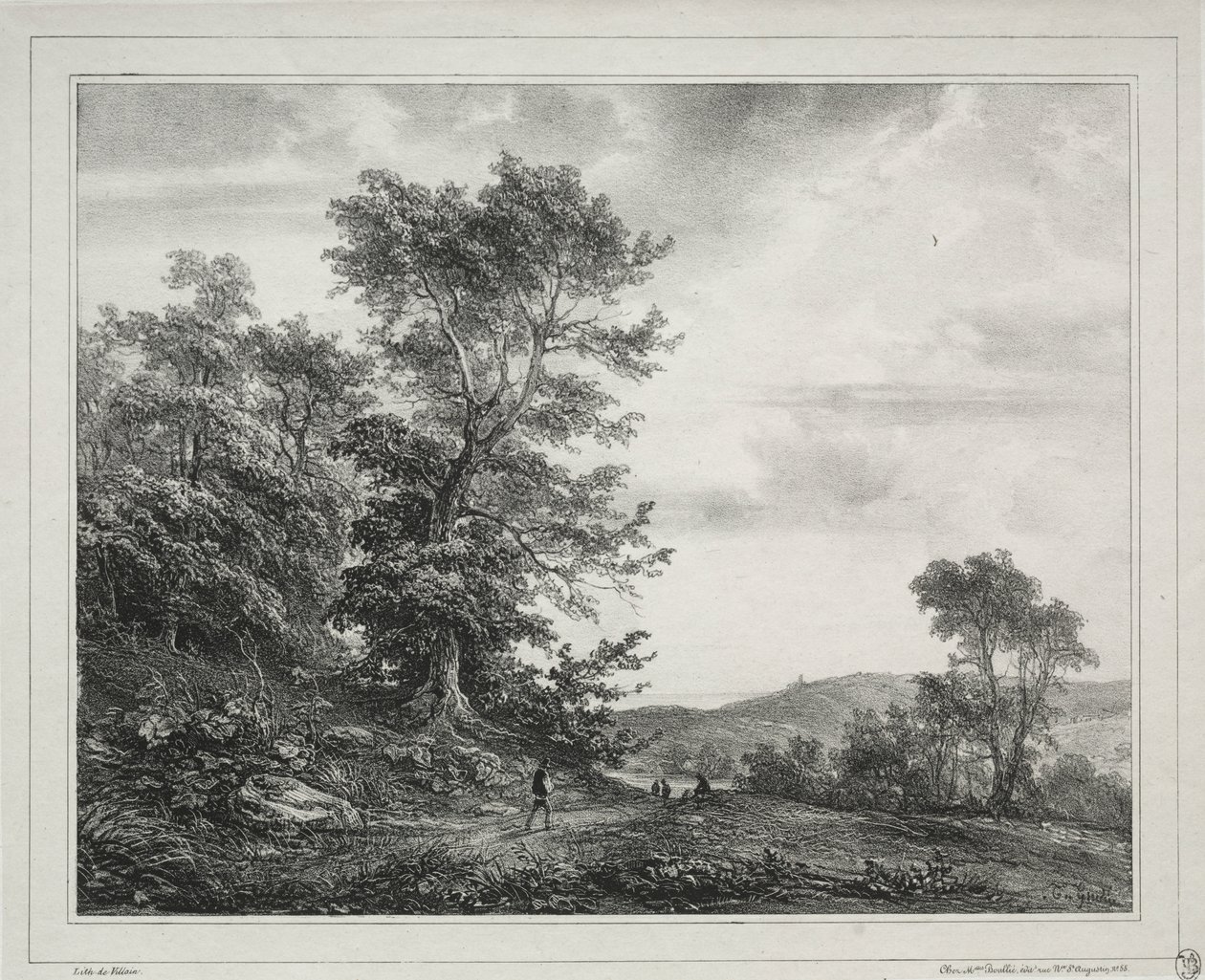 Landskab med figurer af Theodore Gudin
