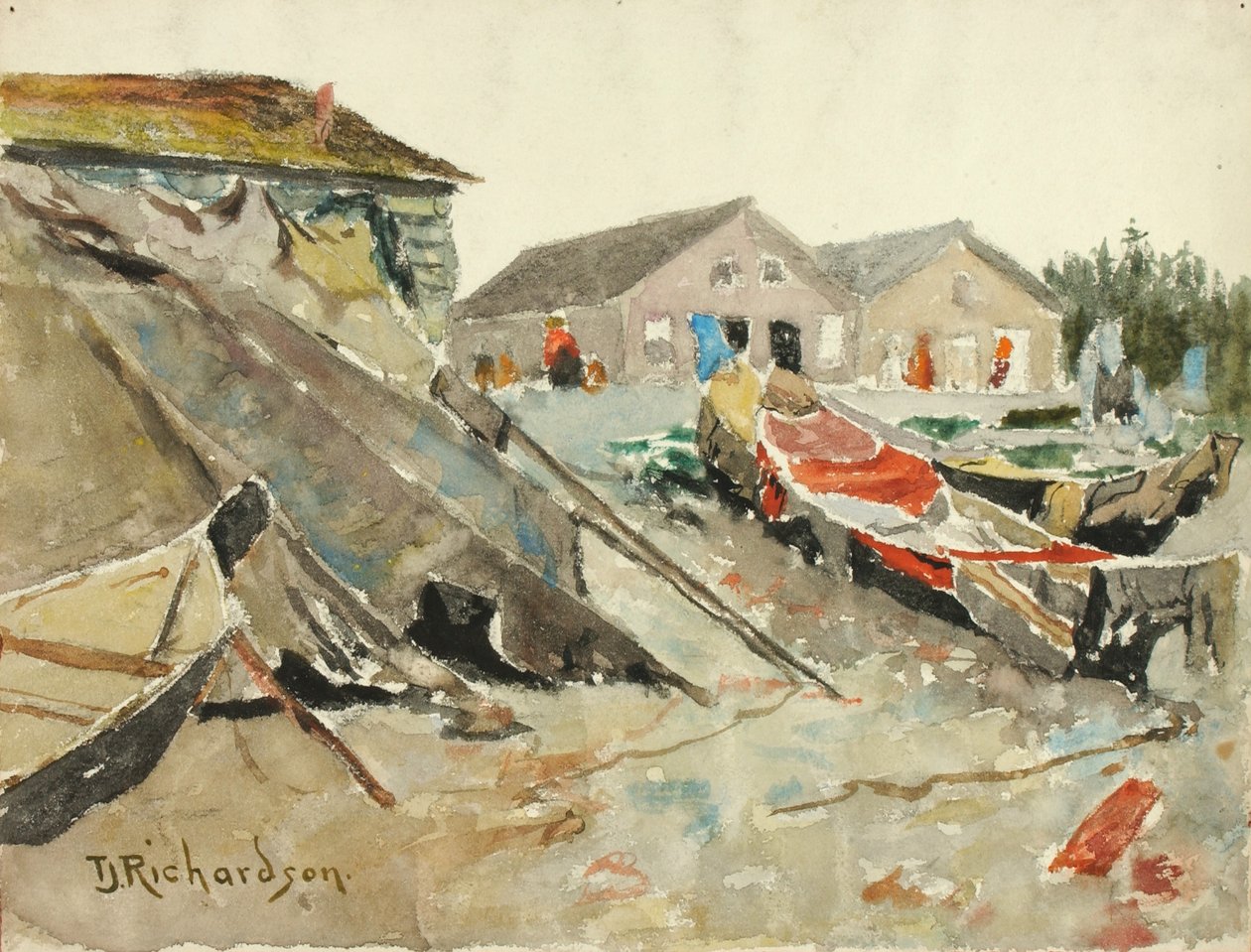 Tørring af tæpper over kanoer af Theodore J. Richardson