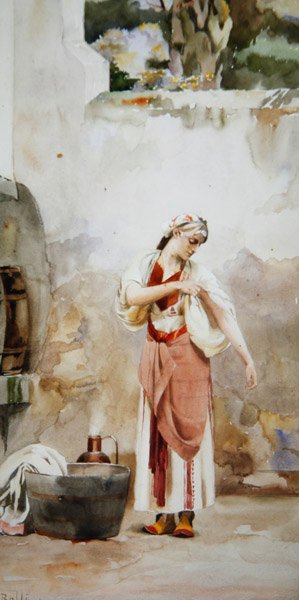 En græsk skønhed (akvarel på papir) af Theodore Jacques Ralli