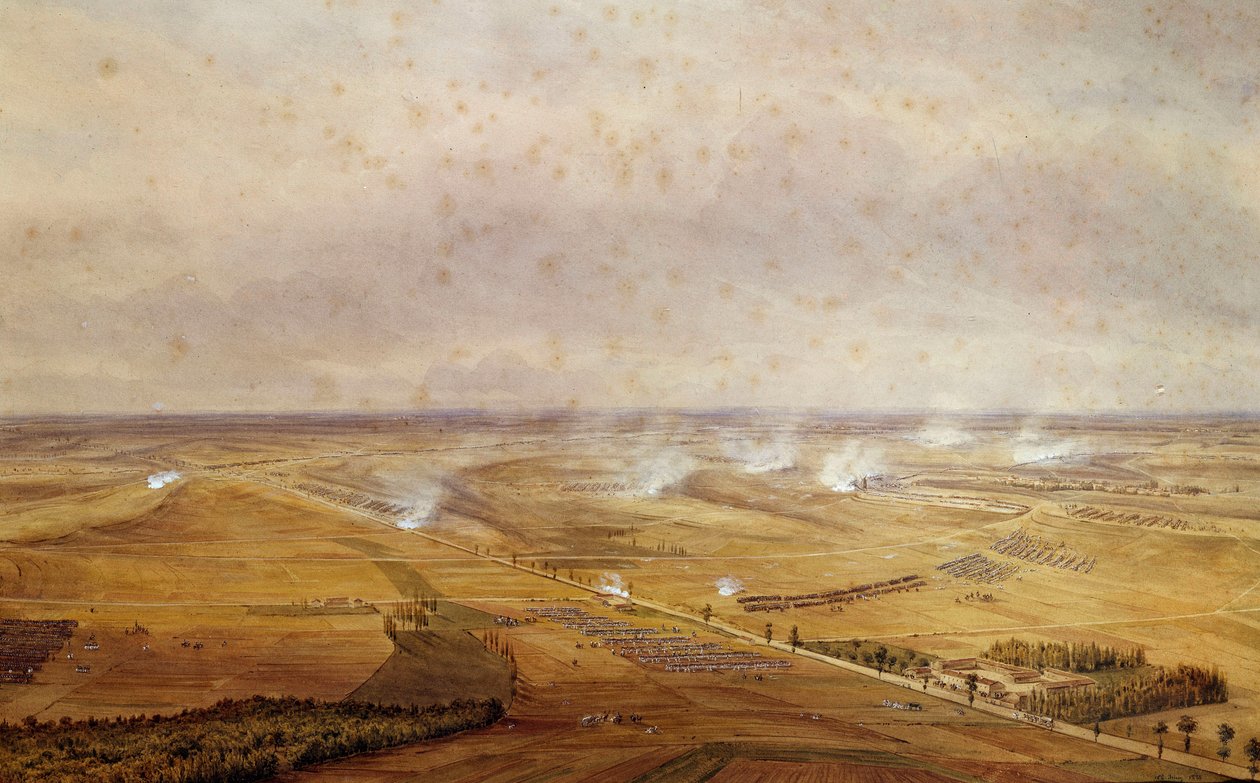 Koalitionskrige: "" Slaget ved Valmy den 20/09/1792, som så franskmændenes sejr mod preusserne""" Akvarel gouachee af Theodore Jung (1803-1865) 1792 Søn. 0,63x0,99 m af Theodore Jung