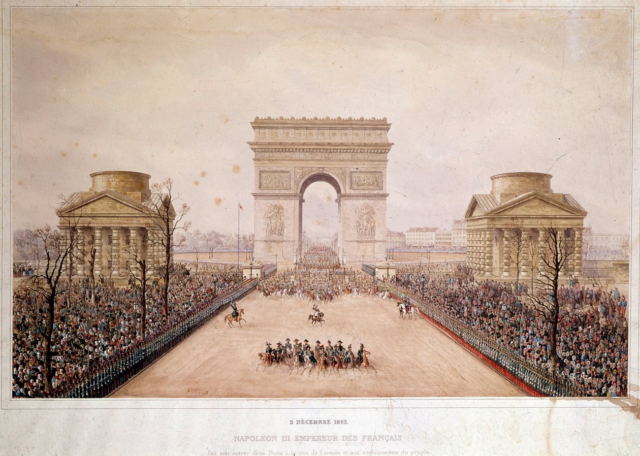 Den franske kejser Napoleon III (1808-1873) gik ind i Paris den 2/12/1852. Akvarel af Theodore Jung (1803-1865) af Theodore Jung