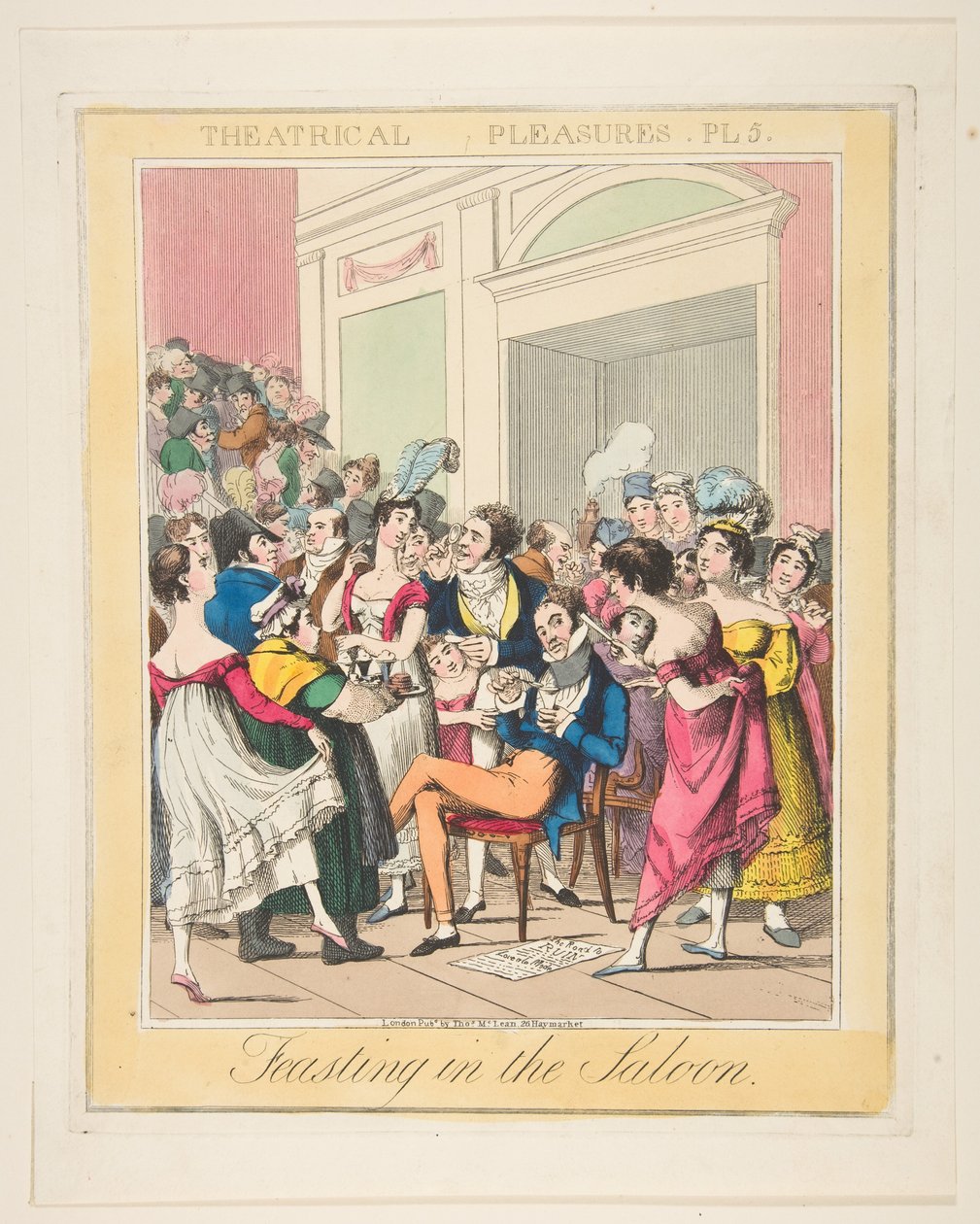 Teaterfornøjelser, tavle 5: Fest i salonen, ca. 1835. af Theodore Lane