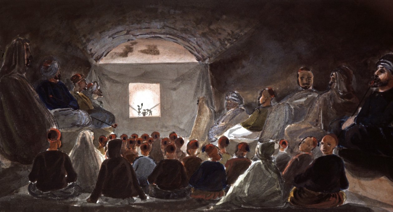 Dukketeater i en skole i Algeriet, ca. 1830 (akvarel) af Theodore Leblanc