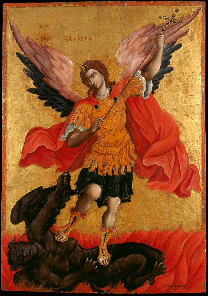 archange Saint Michel - Ærkeenglen Michael - Peinture (ikone) af Theodore Poulakis (1622-1692) - Anden halvdel af det 17. årh. - Tempera på panel - 76x54,3 - Benaki Museum, Athen af Theodore Poulakis