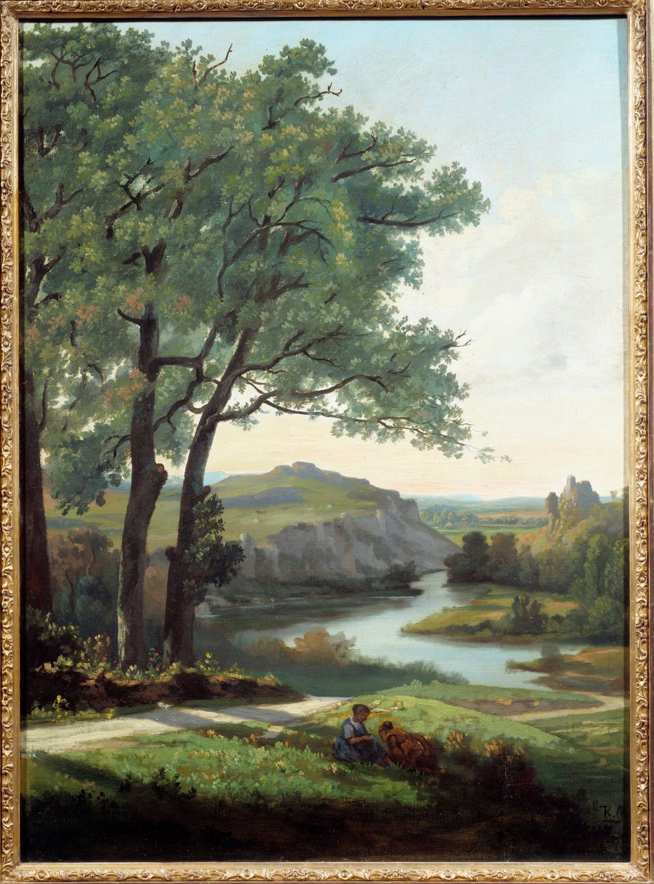 Landskab med træ og sømaleri af Theodore Ravanat (1812-1882) 1860 Grenoble, Museum of Fine Arts af Theodore Ravanat