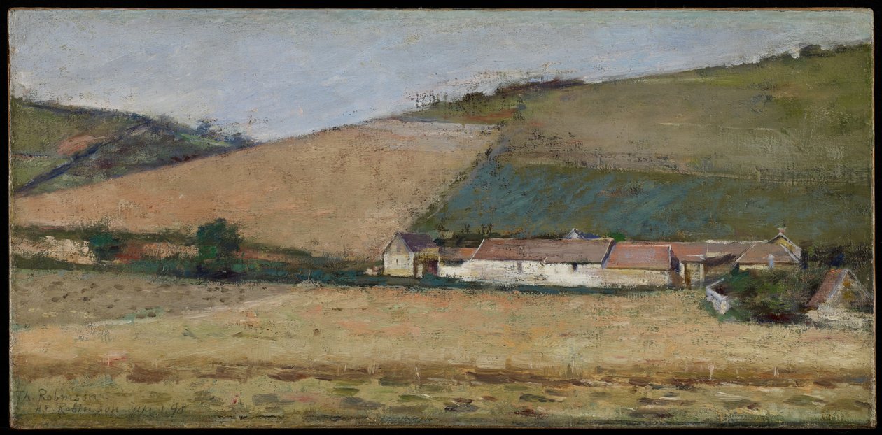 A Farm Among Hills, Giverny, ca. 1887 af Theodore Robinson