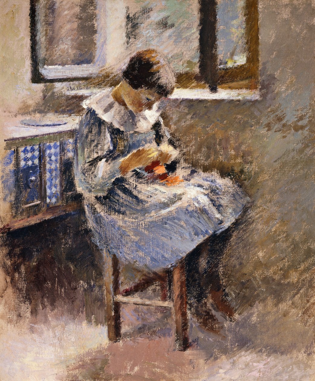 Pigesyning, c.1886 af Theodore Robinson