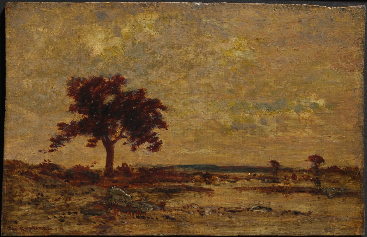 Marshlands, ikke dateret (olie på træpanel) af Theodore Rousseau