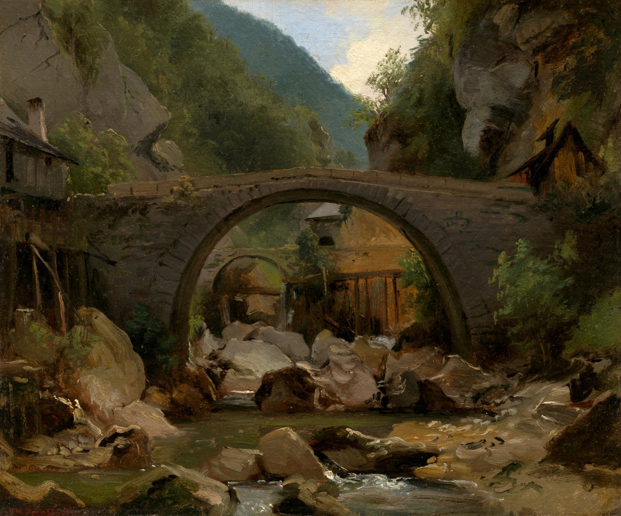 Bjergstrøm i Auvergne, 1830. af Theodore Rousseau