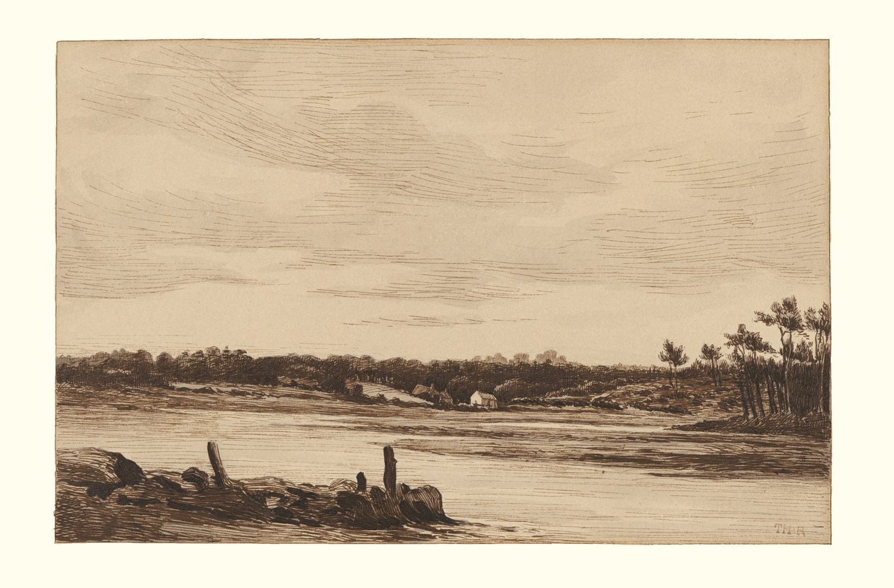 Loing-floden ved udkanten af Fontainebleau-skoven af Theodore Rousseau