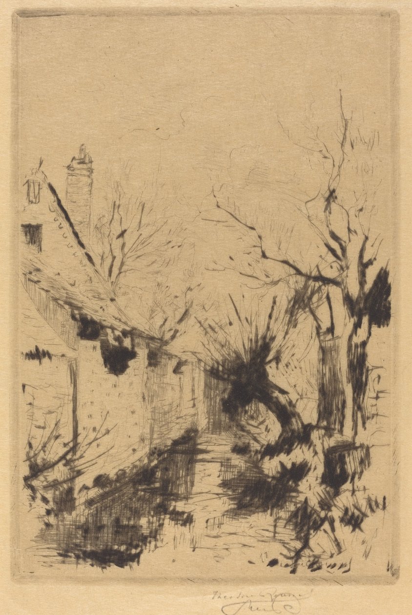 En lille bæk om vinteren, Wiltshire af Theodore Roussel